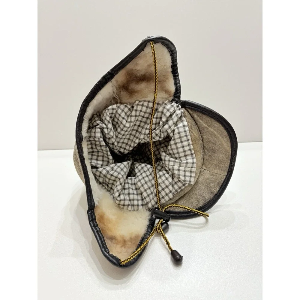 Vintage Hat Kids Toddler SHEARLING Sheepskin TRAPPER Suede Leather Aviator Pilot
